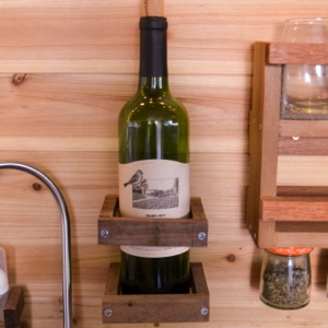 wine bottle placed in a rack