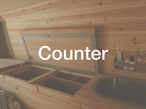 Wood counter storage